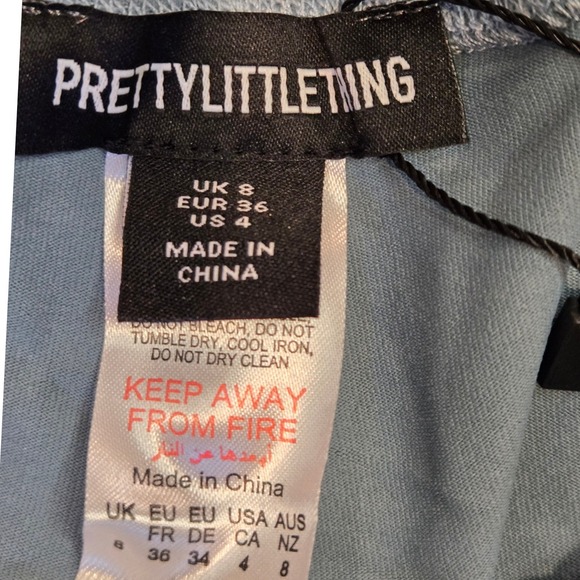 PrettyLittleThing PLT Sport Steel Blue Contrast Stitch Gym Leggings US 4 CMQ2790 - Picture 2 of 9